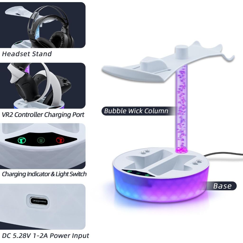 DKD Controller Charging Dock For Ps5 Vr2, Psvr 2 Charging Station With Vr Headset Holder Display Stand