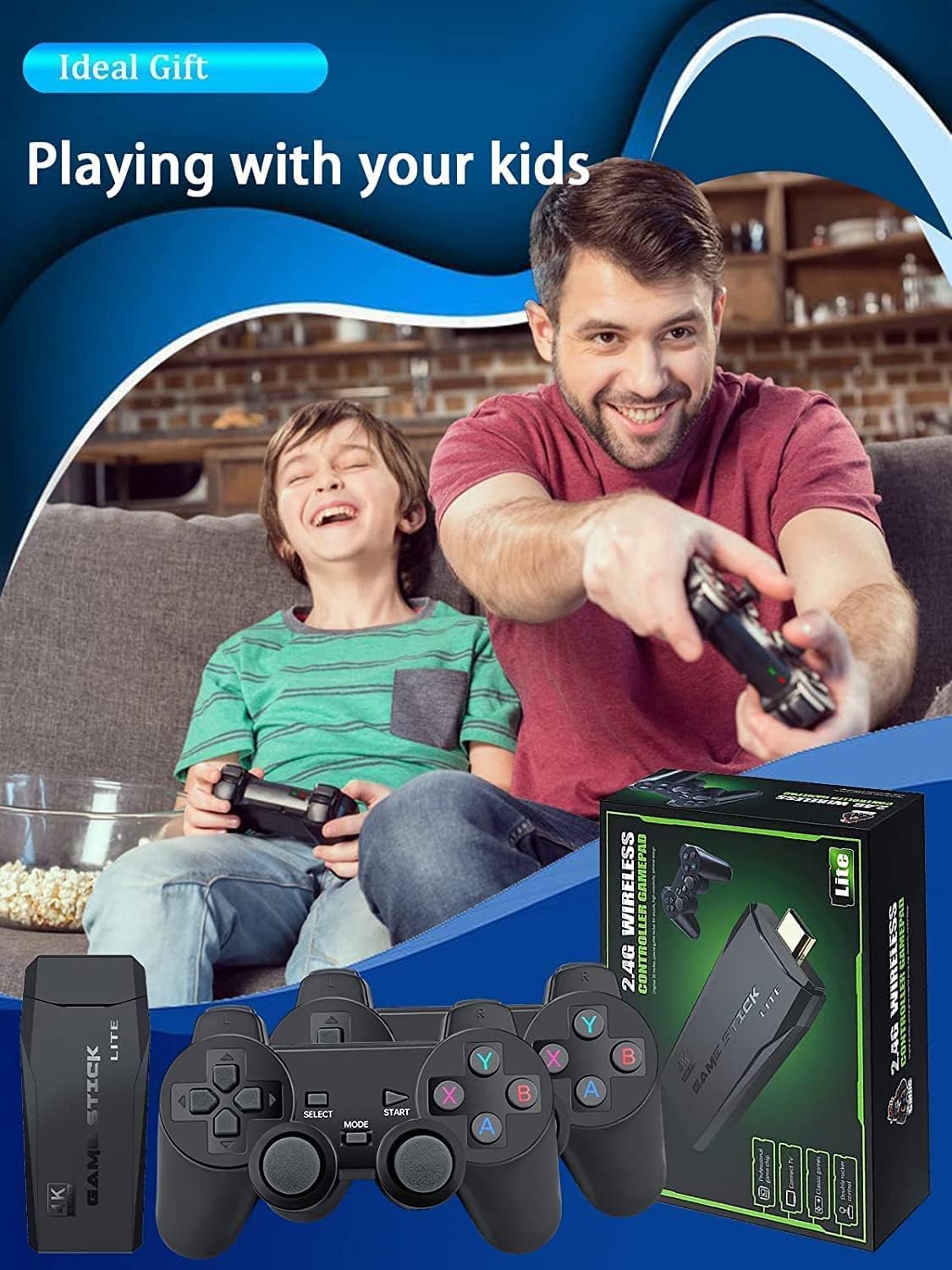 DKD Video Games for Kids Retro Game Stick for Tv Wireless
