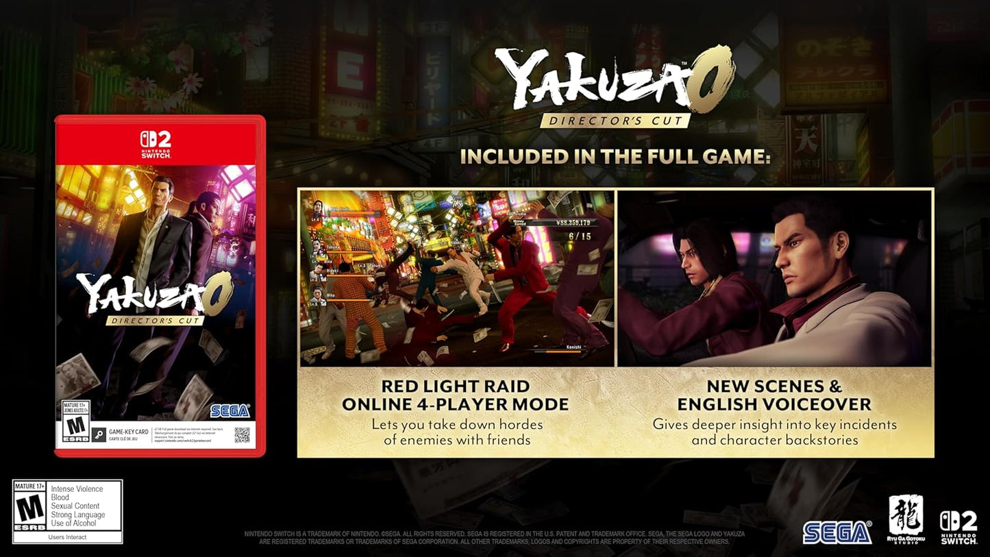 Yakuza 0 Directors Cut for Nintendo Switch 2 (Game-Key Card)
