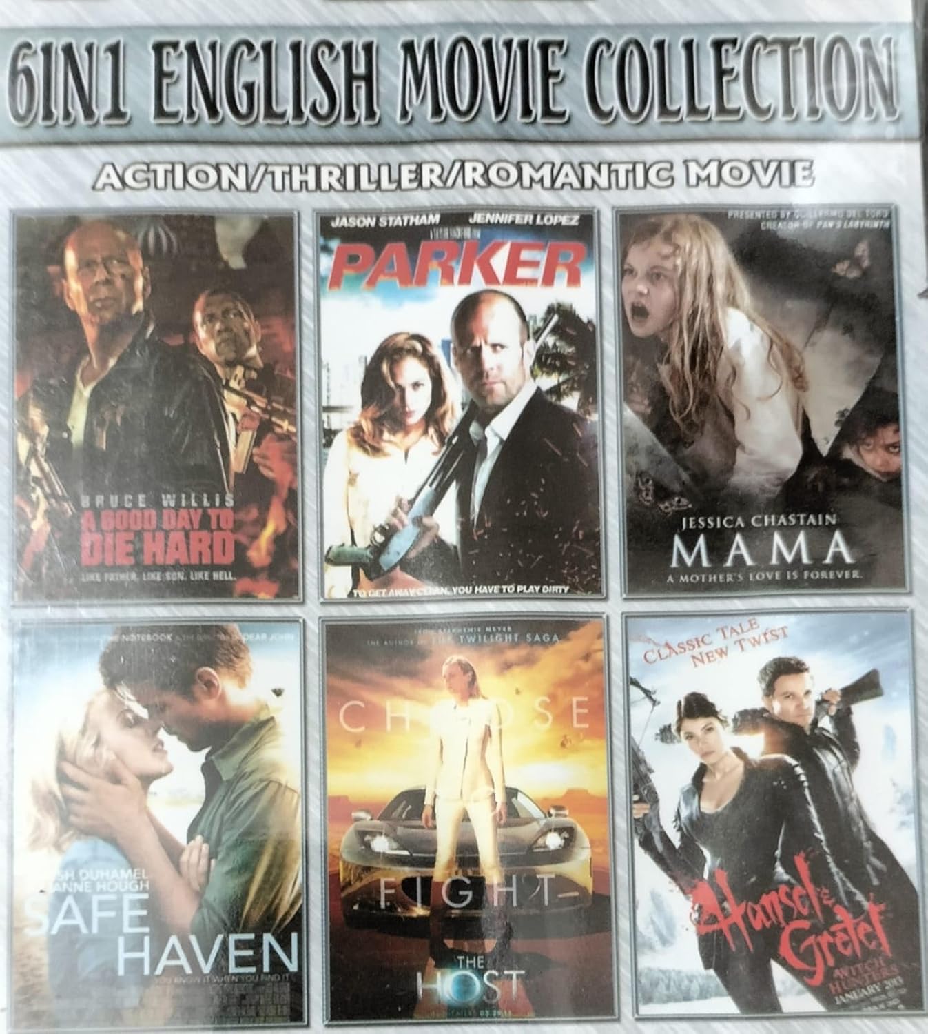6 in 1 English Movie Collection (a Good Day to die Hard, Parker, Mama, Safe Haven, The Host, Hansel & Gretel Witch Hunters) DVD