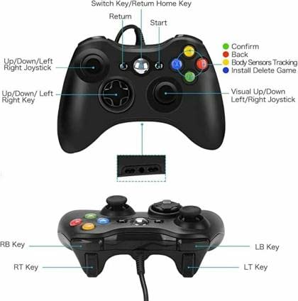 DKD Wired Controller compataible for Xbox 360 with Dual-Vibration Turbo for Microsoft Xbox 360/360 Slim,Xbox 360 E Controller and PC (Compatible for PC and Xbox 360 Console)