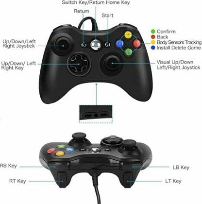 DKD Wired Controller compataible for Xbox 360 with Dual-Vibration Turbo for Microsoft Xbox 360/360 Slim,Xbox 360 E Controller and PC (Compatible for PC and Xbox 360 Console)