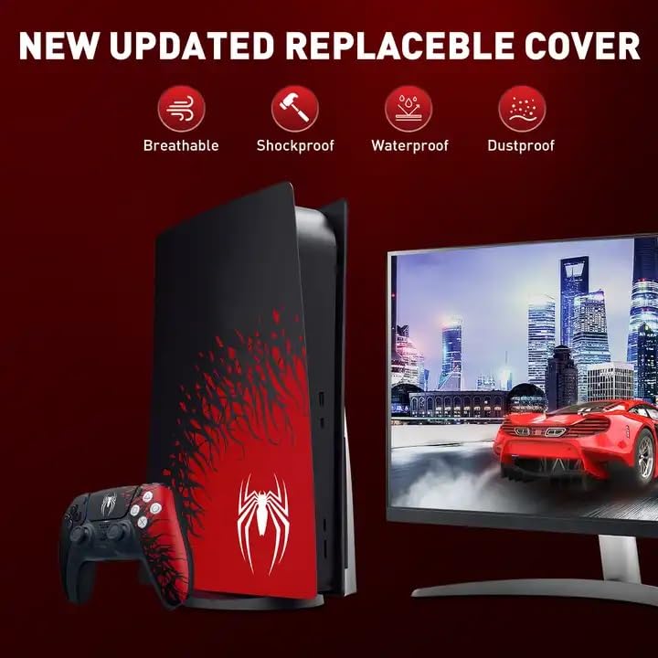 PS5 Face Plates, Anti-Scratch Dustproof Protective  Cover, Replacement Plates Shell for PS5 Disc Edition (Spidy Edition)