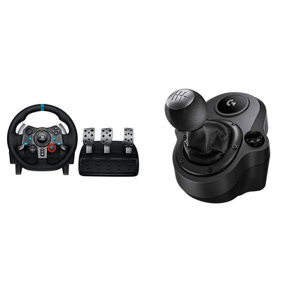 Logitech G 29 Driving Force Racing Wheel and Floor Pedals, Real Force Feedback, Stainless Steel Paddl For PC