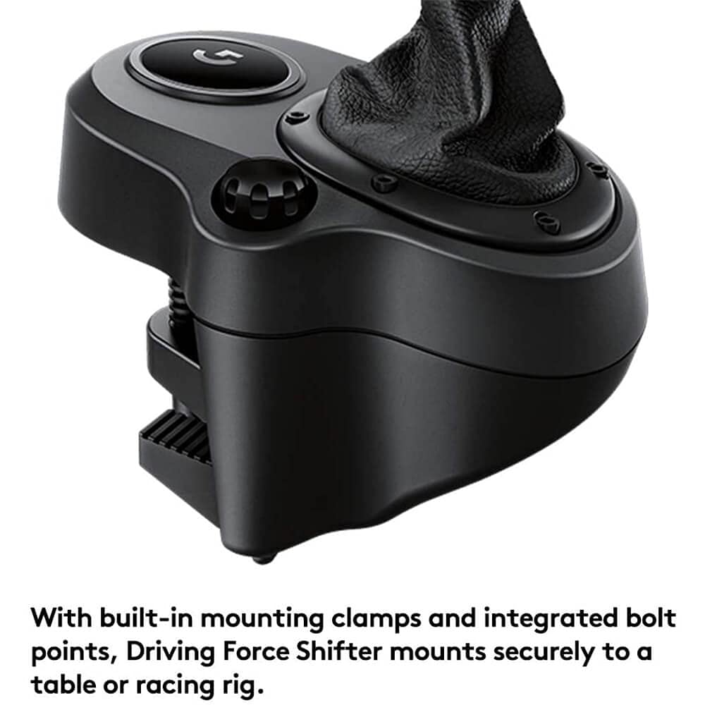 Logitech G Driving Force Racing Wheels Shifter for G29, G920 & G923, 6 Speed, Push Down Reverse Gear, Steel and Leather Construction - Black