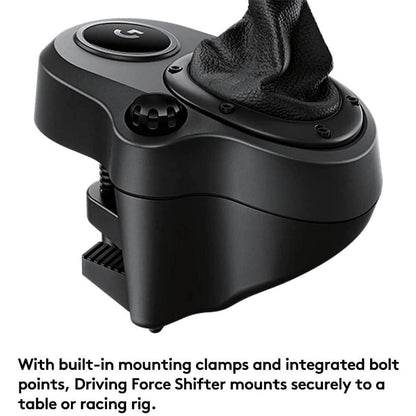 Logitech G Driving Force Racing Wheels Shifter for G29, G920 & G923, 6 Speed, Push Down Reverse Gear, Steel and Leather Construction - Black