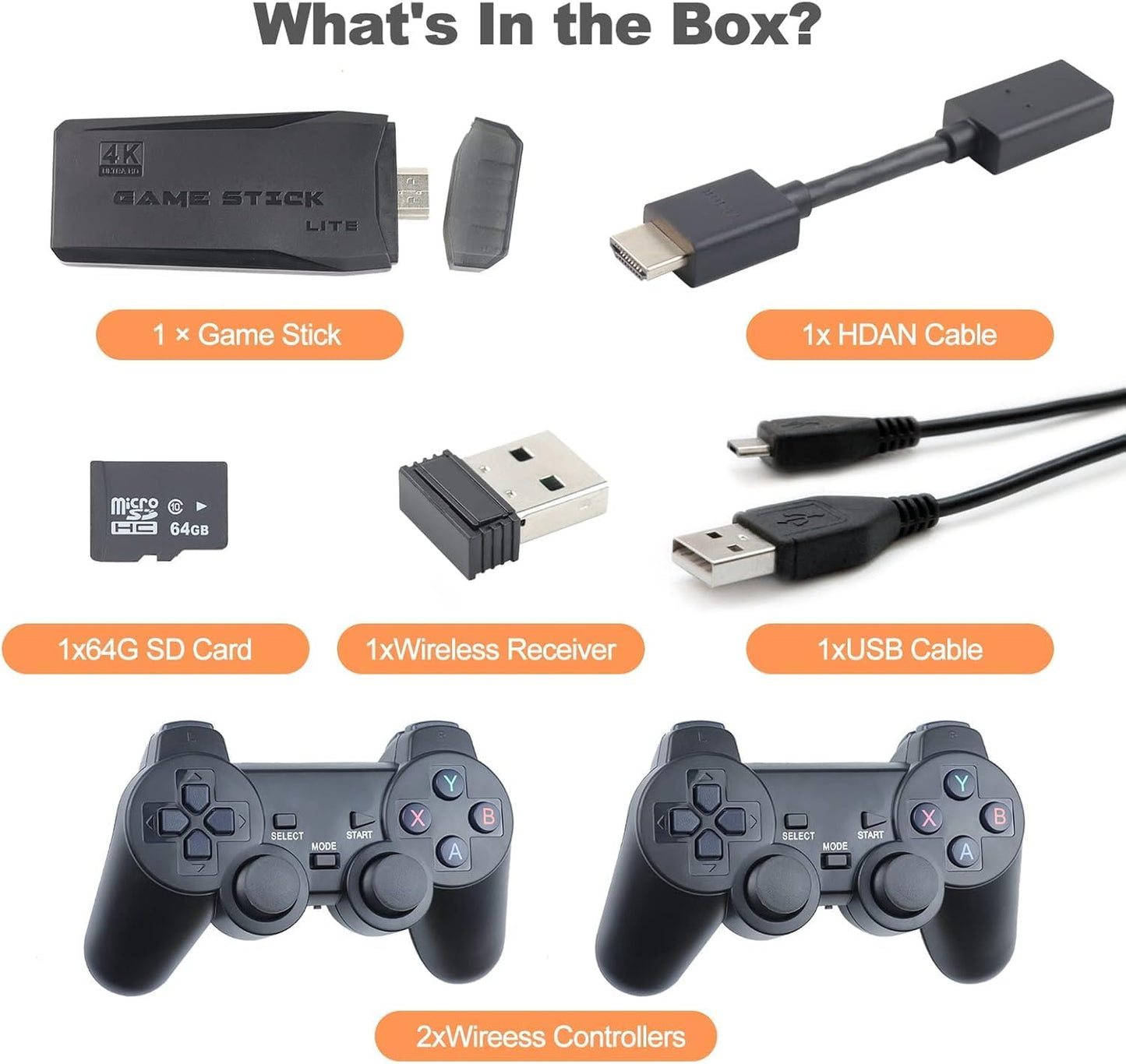 DKD Video Games for Kids Retro Game Stick for Tv Wireless
