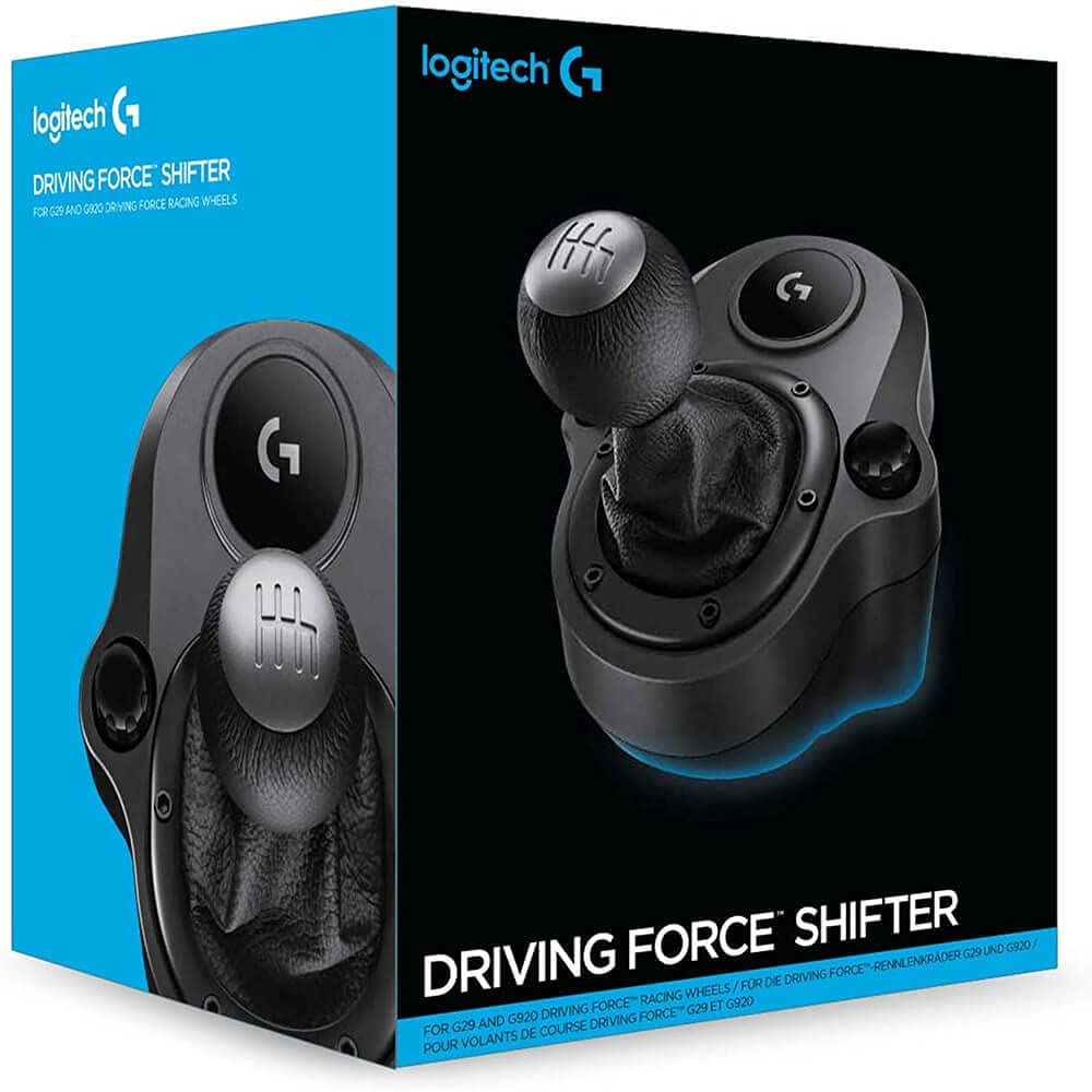Logitech G Driving Force Racing Wheels Shifter for G29, G920 & G923, 6 Speed, Push Down Reverse Gear, Steel and Leather Construction - Black
