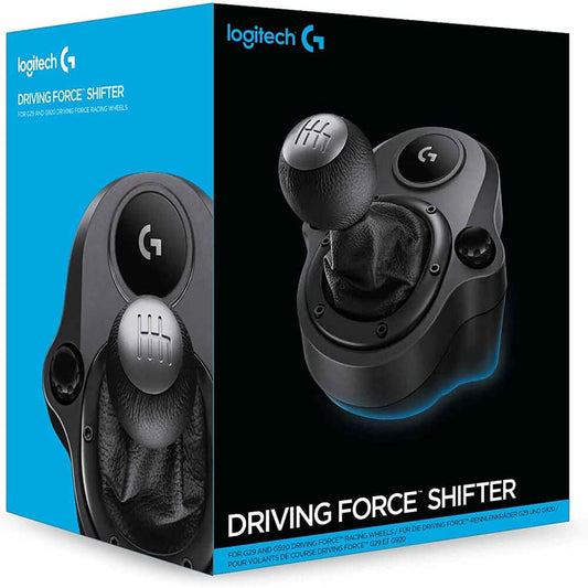 Logitech G Driving Force Racing Wheels Shifter for G29, G920 & G923, 6 Speed, Push Down Reverse Gear, Steel and Leather Construction - Black