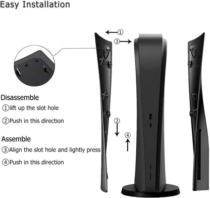 DKD Black Faceplates Replacement Side Plate, Hard Protective Skin Shell Case Cover For PS5