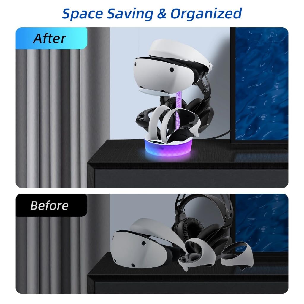 DKD Controller Charging Dock For Ps5 Vr2, Psvr 2 Charging Station With Vr Headset Holder Display Stand