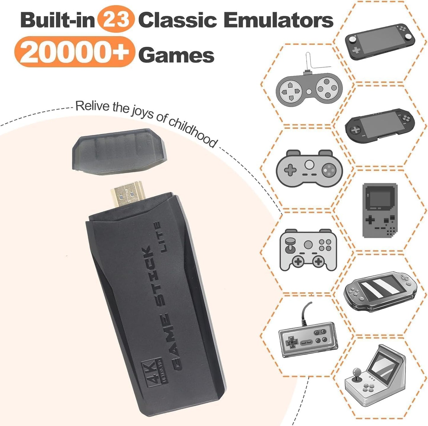 DKD Video Games for Kids Retro Game Stick for Tv Wireless