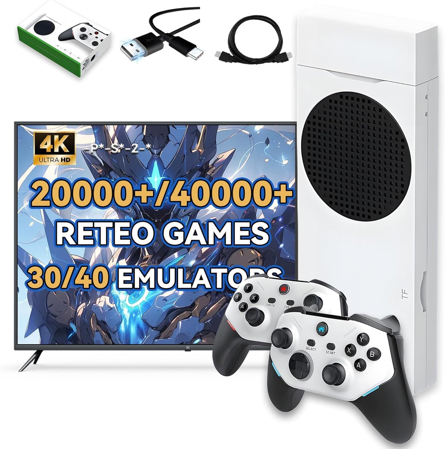 M88 Retro Game Console Retro Game Stick,20000+ Video Games,30+ Emulators,Support 4-Player Online Battles,4K HDMI Arcade Gaming Console with Dual 3D Rocker Plug and Play Emulator Console for TV (128G)