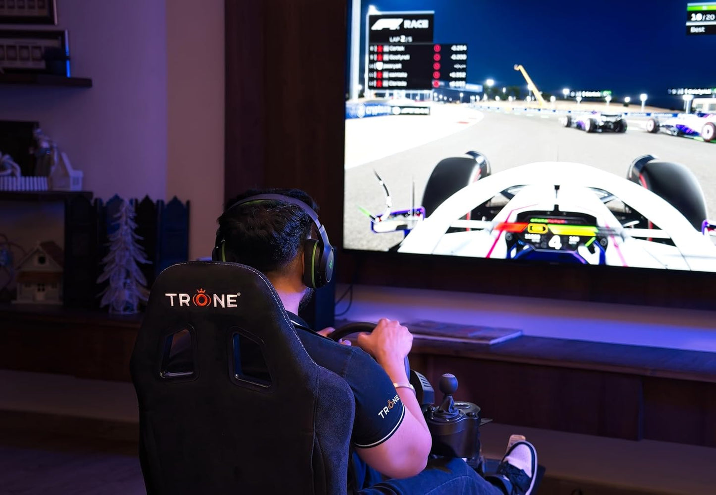 TRONE RS1 Aero Black Racing Simulator Gaming Chair with Seat & Cockpit | Compatible with Logitech PXN V10, V99, G923, G29, G920 | Xbox One, PS4, PS5, PC | Foldable & Adjustable Frame (RS1-Aero-Black)
