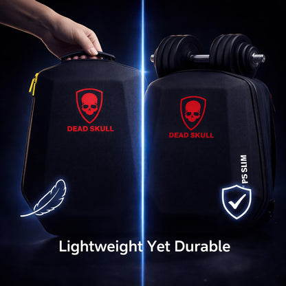 DEADSKULL Black Hard Shell Water-Resistant Backpack Carrying Case Compatible with PS5 Slim Disc & Digital Console, Travel Storage Gaming Bag for...