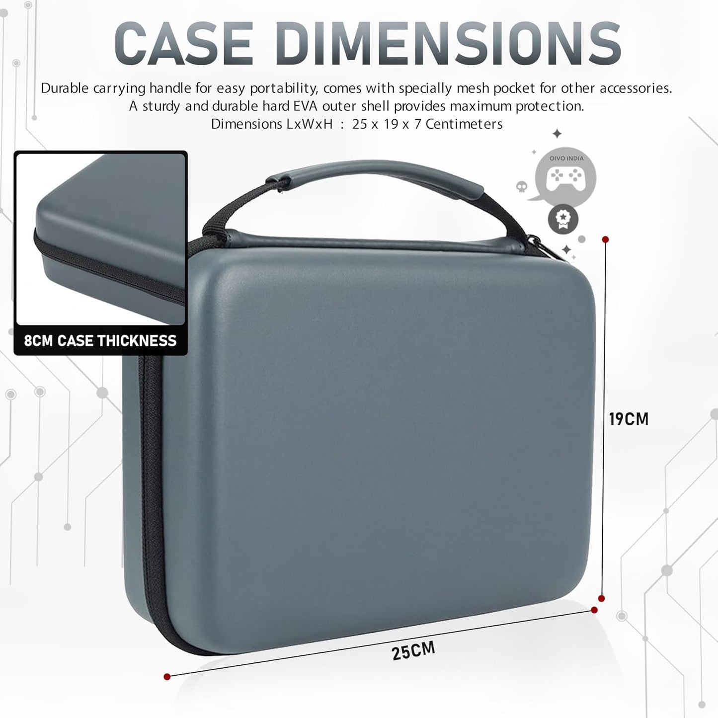 OIVO INDIA Dual Controller Remote Hard Carry Cover Compatible for PS5/PS4/XBOX Water-Resistant Travel Carry Case