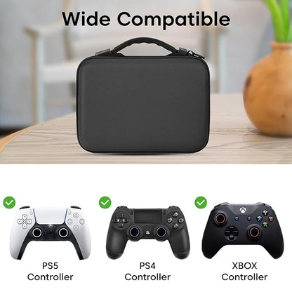 Sounce Premium Polyester Dual Controller Hard Carry Case for PS5, PS4, Xbox, and iPega Controllers – Shockproof Travel Storage Bag with 3-Layer Protection, Accessory Pocket & Handle