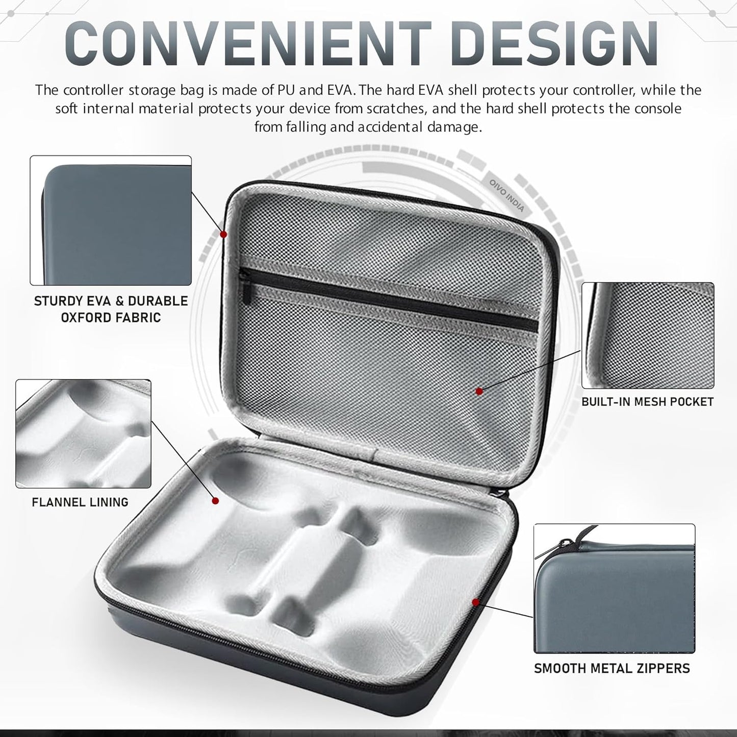 OIVO INDIA Dual Controller Remote Hard Carry Cover Compatible for PS5/PS4/XBOX Water-Resistant Travel Carry Case