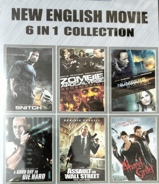 6 in 1 English Movie Collection (Snitch, Zombie Apocalypse, Numbers Station, a goog Day die Hard, Assault on Wall Street, hansele gretet) DVD