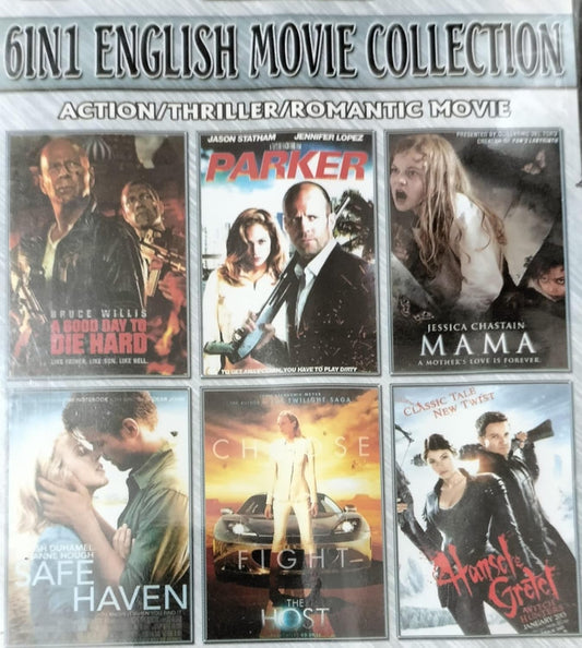 6 in 1 English Movie Collection (a Good Day to die Hard, Parker, Mama, Safe Haven, The Host, Hansel & Gretel Witch Hunters) DVD