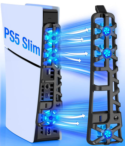 OIVO INDIA PS5 Slim Silent Cooling Fan USB 3.0 Port, 3 Levels Cooler With LED Efficient System for Both PS5 Slim Disc and Digital Editions (PS5 Slim...
